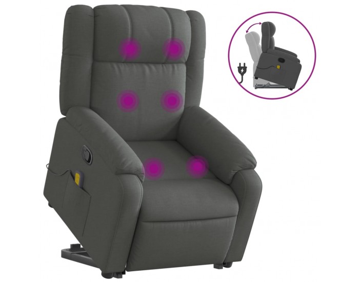 Sonata H Изправящ масажен реклайнер стол,тъмносив, текстил