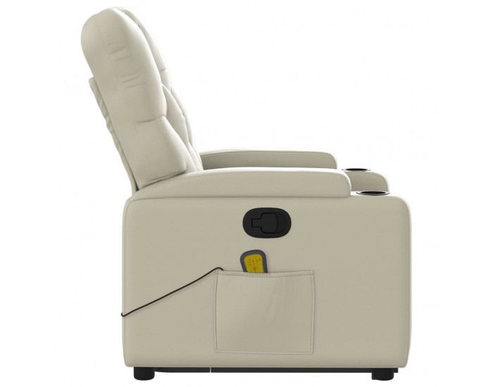 Sonata H Изправящ масажен реклайнер стол, кремав, изкуствена кожа