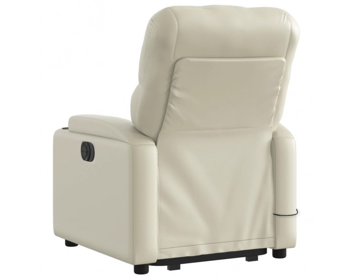 Sonata H Изправящ масажен реклайнер стол, кремав, изкуствена кожа