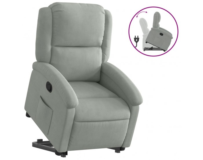 Sonata H Изправящ реклайнер стол, светлосив, кадифе