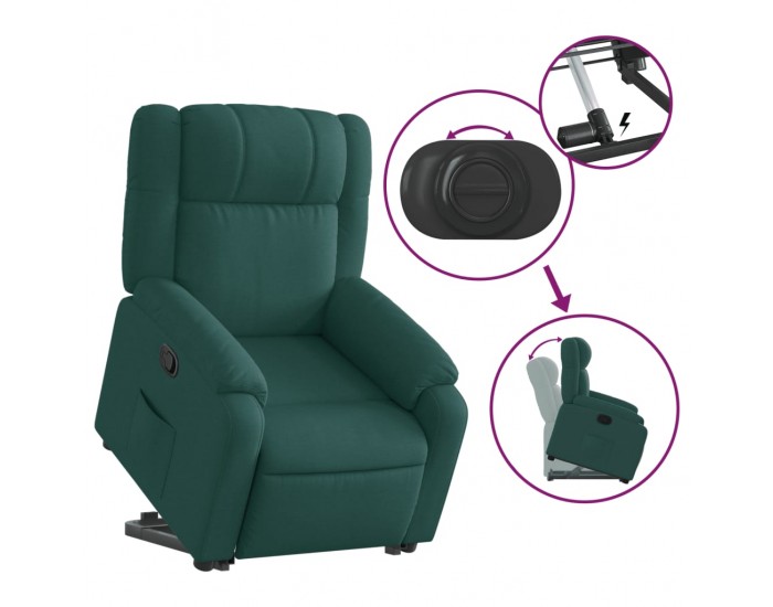 Sonata H Изправящ реклайнер стол, тъмнозелен, текстил