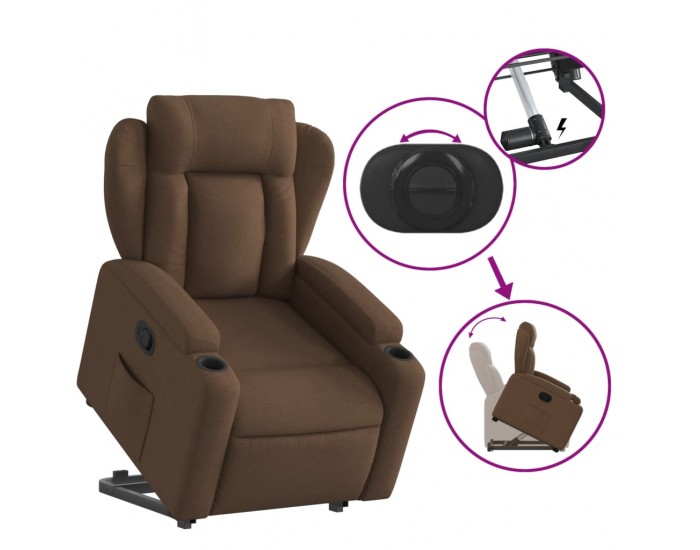 Sonata H Изправящ реклайнер стол, кафяв, текстил