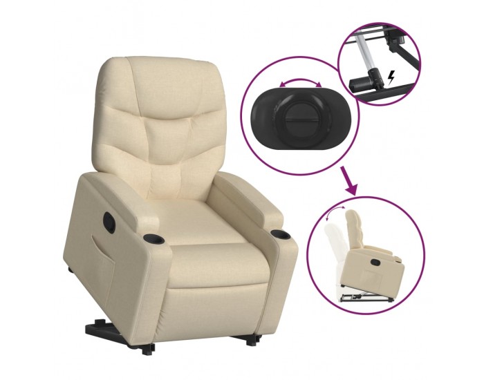 Sonata H Изправящ реклайнер стол, кремав, текстил