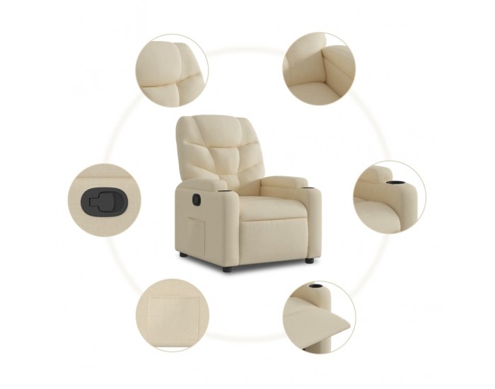 Sonata H Изправящ реклайнер стол, кремав, текстил