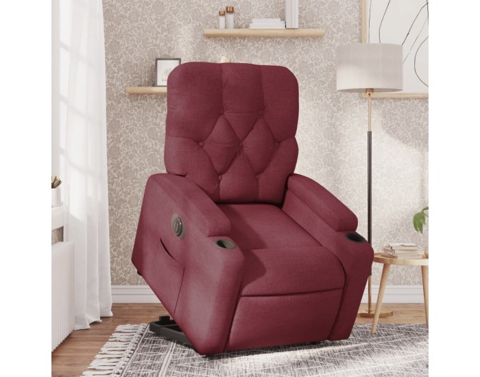 Sonata H Електрически изправящ реклайнер стол, виненочервен, текстил