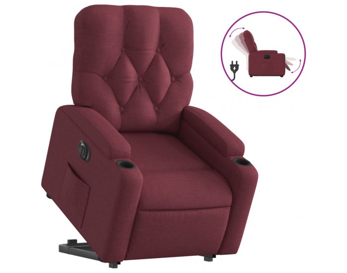 Sonata H Електрически изправящ реклайнер стол, виненочервен, текстил