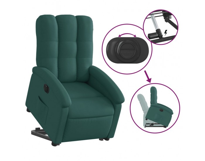 Sonata H Електрически изправящ реклайнер стол, тъмнозелен, текстил