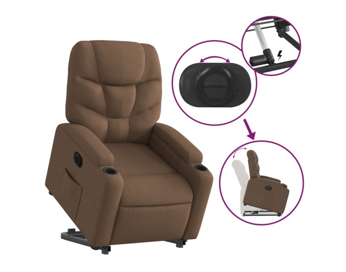 Sonata H Електрически изправящ реклайнер стол, кафяв, текстил