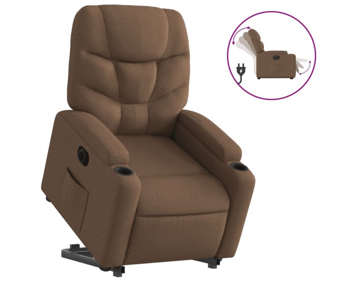 Sonata H Електрически изправящ реклайнер стол, кафяв, текстил