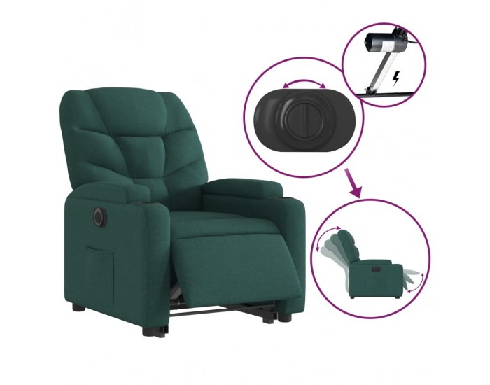 Sonata H Електрически изправящ реклайнер стол, тъмнозелен, текстил