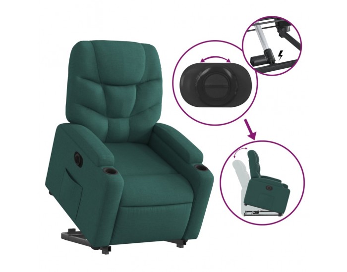 Sonata H Електрически изправящ реклайнер стол, тъмнозелен, текстил