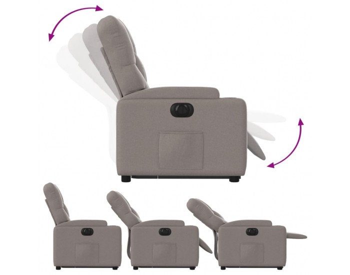 Sonata H Електрически изправящ реклайнер стол, таупе, текстил