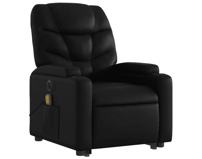 Sonata H Електрически изправящ масажен реклайнер стол, черен, еко кожа