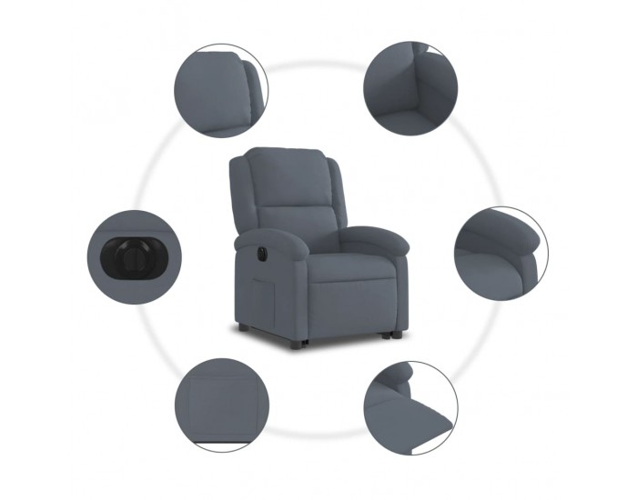 Sonata H Електрически изправящ реклайнер стол, тъмносив, кадифе