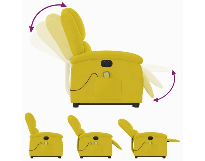 Sonata H Електрически изправящ масажен реклайнер стол, жълт, кадифе