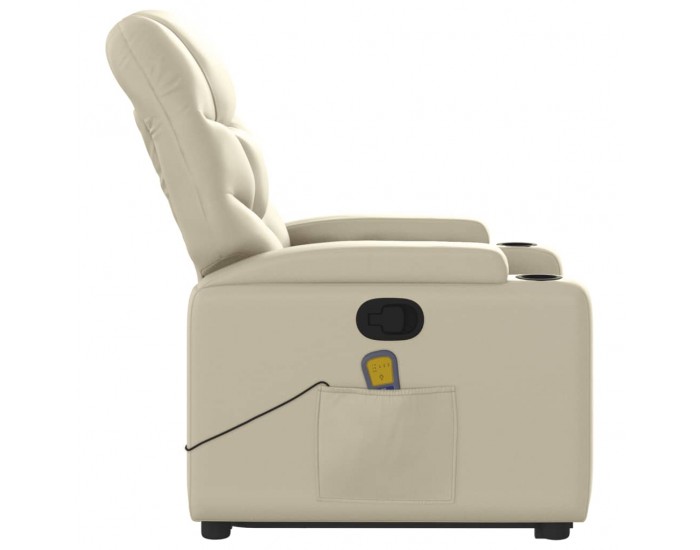 Sonata H Изправящ масажен реклайнер стол, кремав, изкуствена кожа