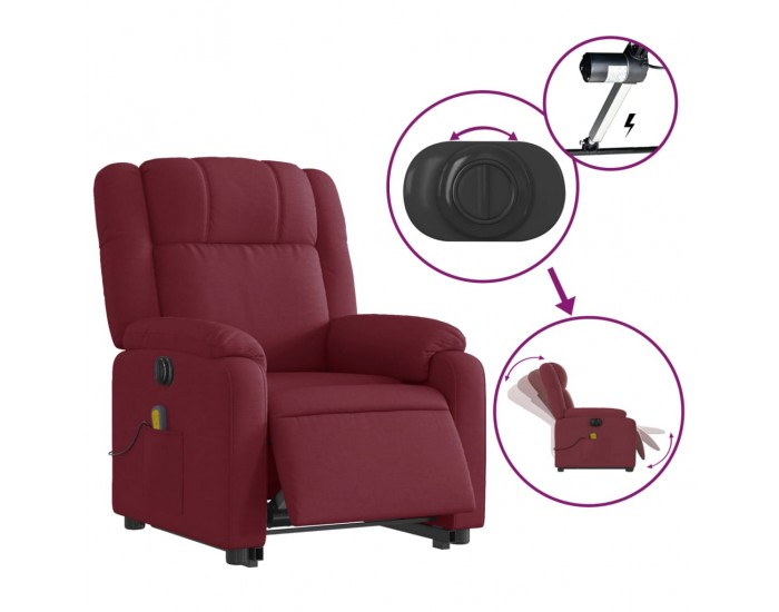 Sonata H Електрически изправящ масажен реклайнер виненочервен текстил