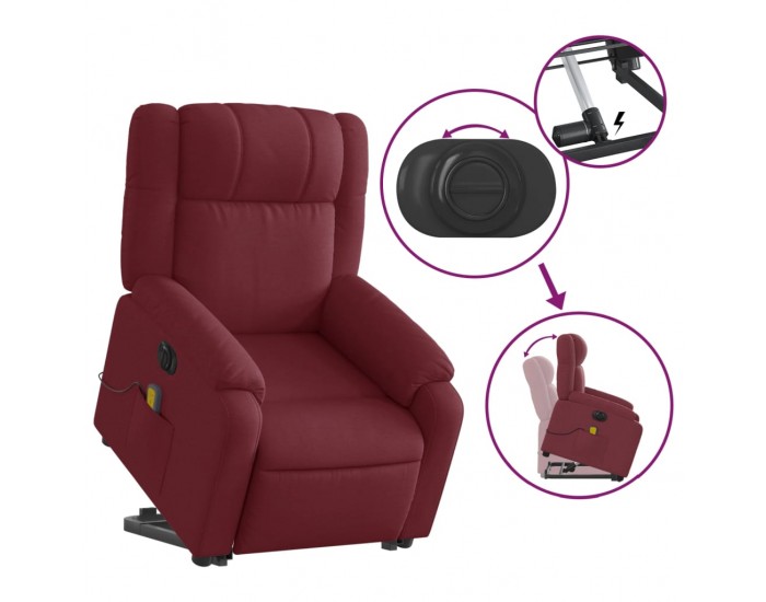 Sonata H Електрически изправящ масажен реклайнер виненочервен текстил