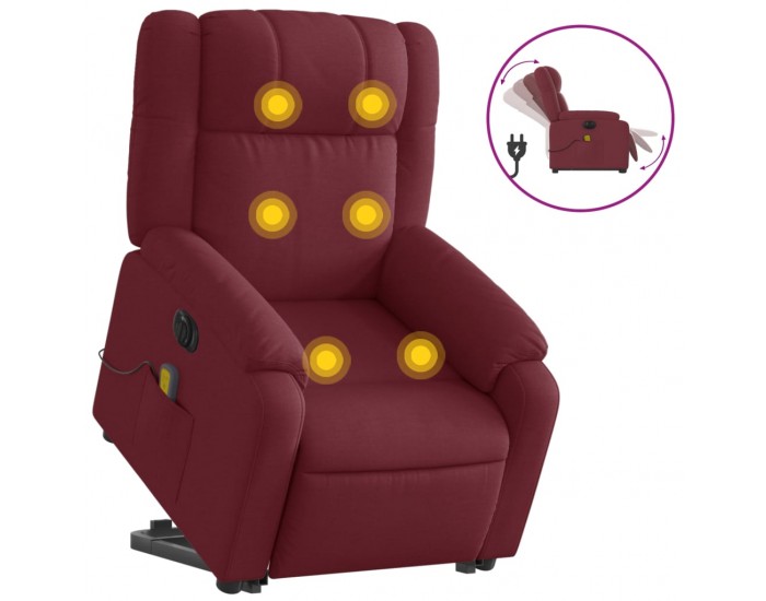 Sonata H Електрически изправящ масажен реклайнер виненочервен текстил