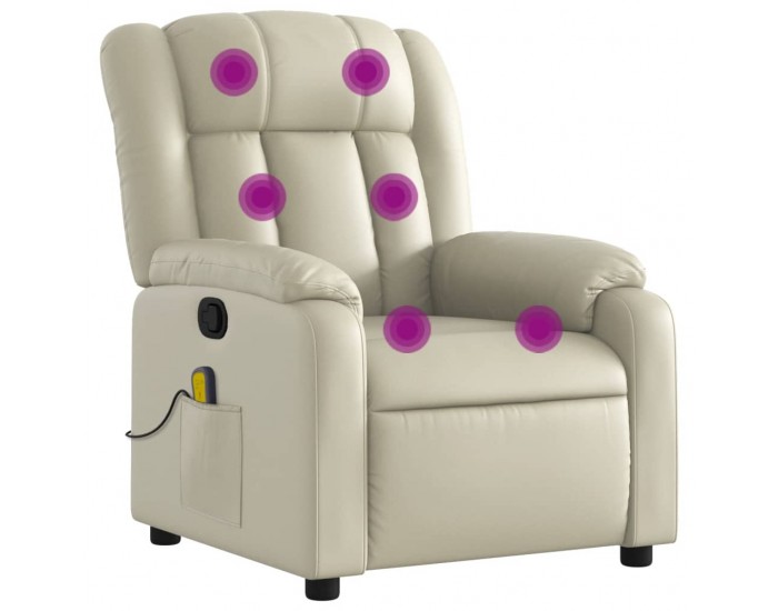 Sonata H Масажен стол реклайнер, кремав, изкуствена кожа