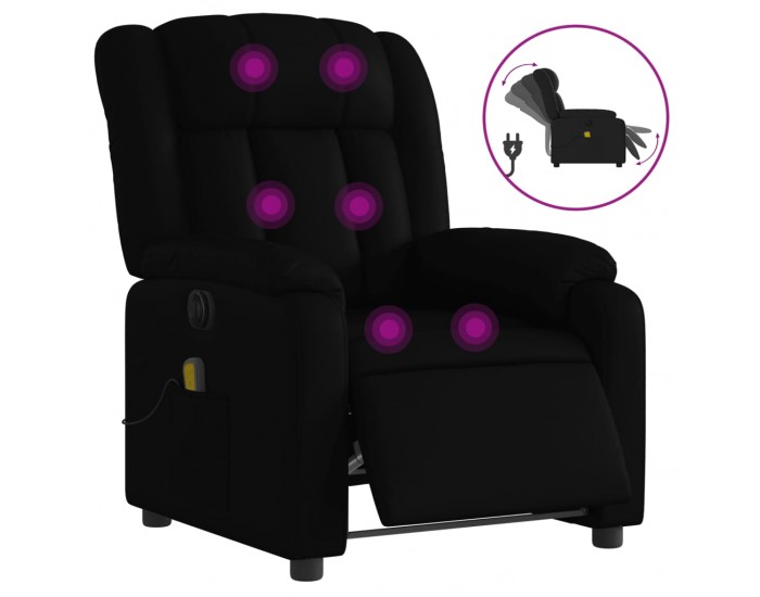 Sonata H Електрически масажен реклайнер стол, черен, изкуствена кожа