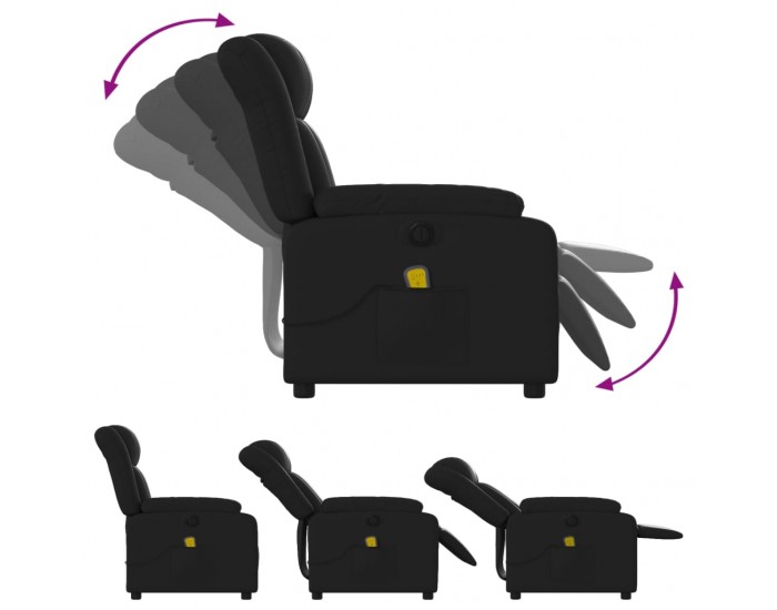 Sonata H Електрически масажен реклайнер стол, черен, изкуствена кожа