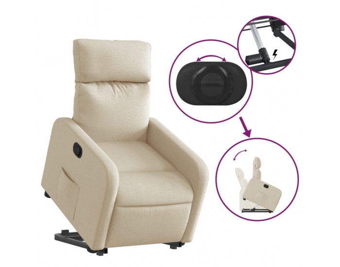 Sonata H Изправящ реклайнер стол, кремав, текстил