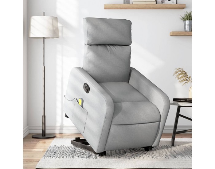 Sonata H Електрически изправящ масажен реклайнер стол светлосив текстил