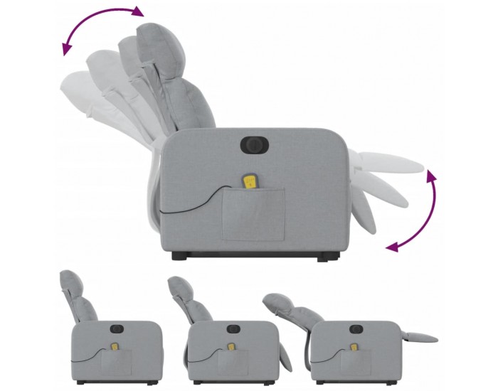 Sonata H Електрически изправящ масажен реклайнер стол светлосив текстил