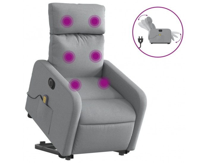 Sonata H Електрически изправящ масажен реклайнер стол светлосив текстил