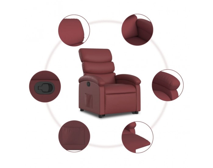 Sonata H Изправящ реклайнер стол, виненочервен, изкуствена кожа