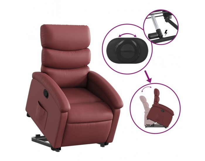 Sonata H Изправящ реклайнер стол, виненочервен, изкуствена кожа