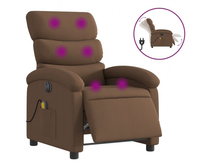 Sonata H Електрически масажен реклайнер стол, кафяв, текстил