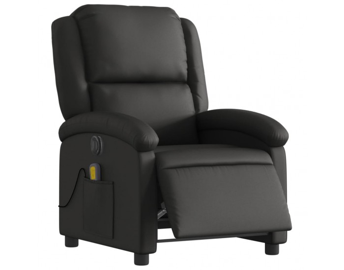 Sonata H Електрически масажен реклайнер стол, черен, естествена кожа