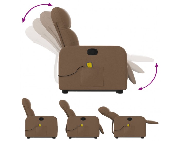 Sonata H Изправящ масажен реклайнер стол, кафяв, текстил