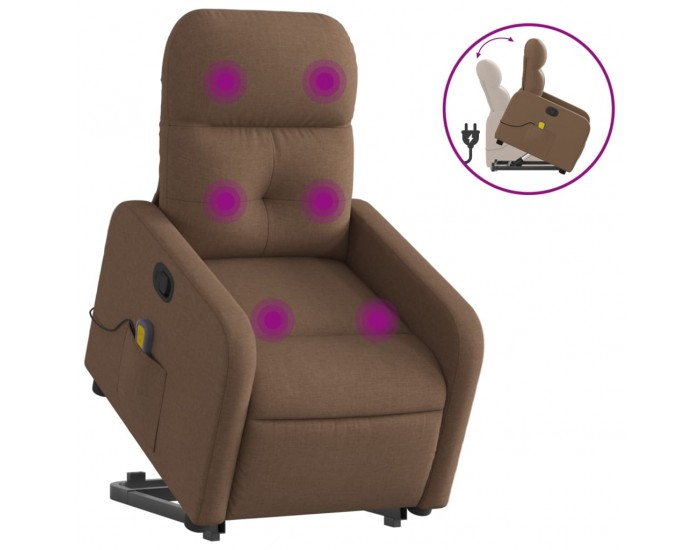 Sonata H Изправящ масажен реклайнер стол, кафяв, текстил