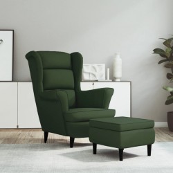 Sonata H Фотьойл Wingback с табуретка, тъмнозелена, кадифе Sonata H Фотьойл Wingback с табуретка, тъмнозелена, кадифе - Фотьойли