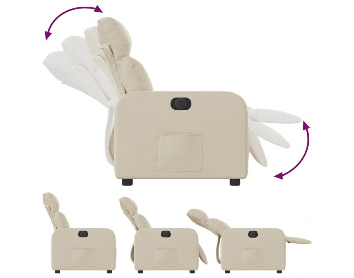 Sonata H Електрически стол реклайнер , кремав, текстил