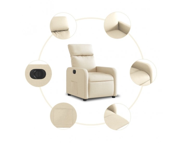 Sonata H Електрически стол реклайнер , кремав, текстил