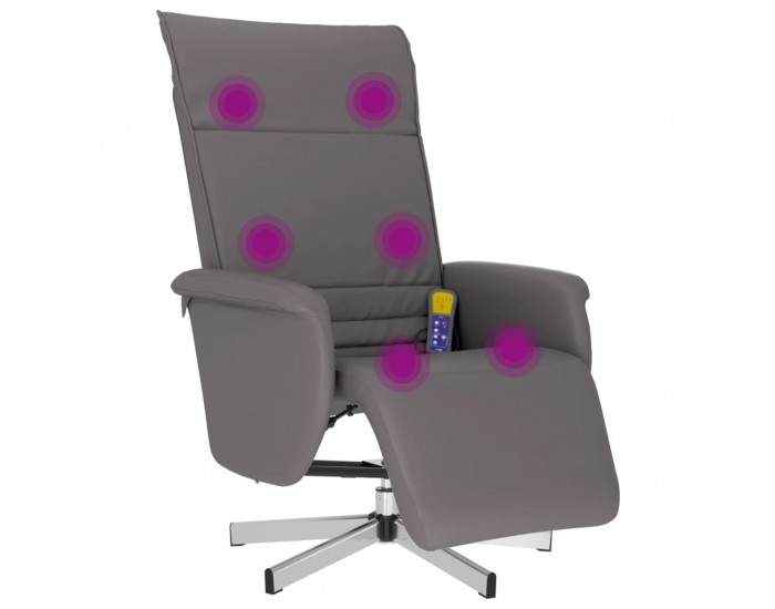 Sonata H Масажен реклайнер стол с опора за крака, сив, изкуствена кожа