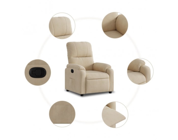 Sonata H Реклайнер стол, кремав, микрофибърен текстил