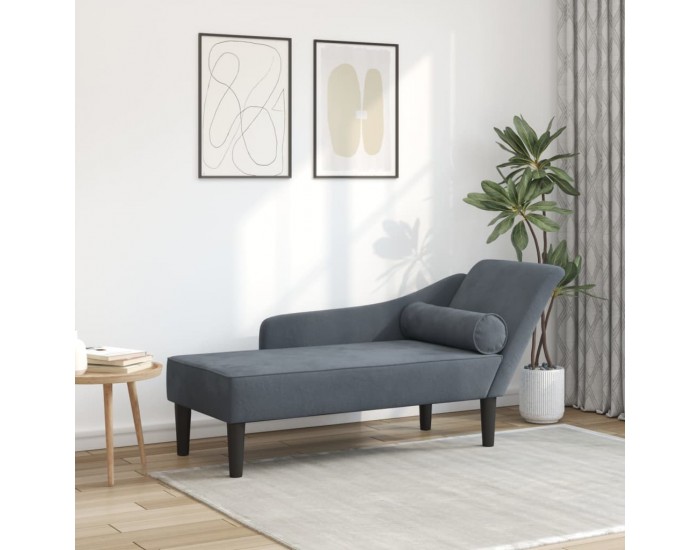 Sonata H Кушетка с възглавници, тъмносива, кадифе