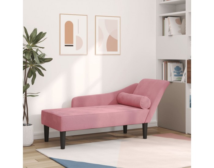 Sonata H Кушетка с възглавници, розова, кадифе