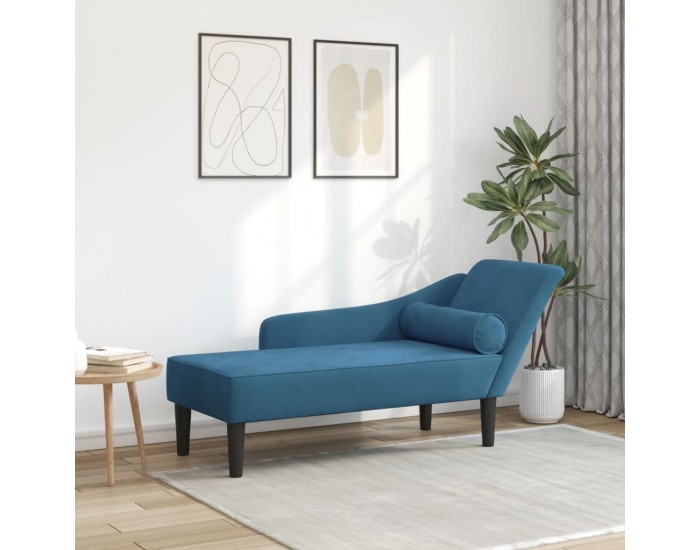 Sonata H Кушетка с възглавници, синя, кадифе
