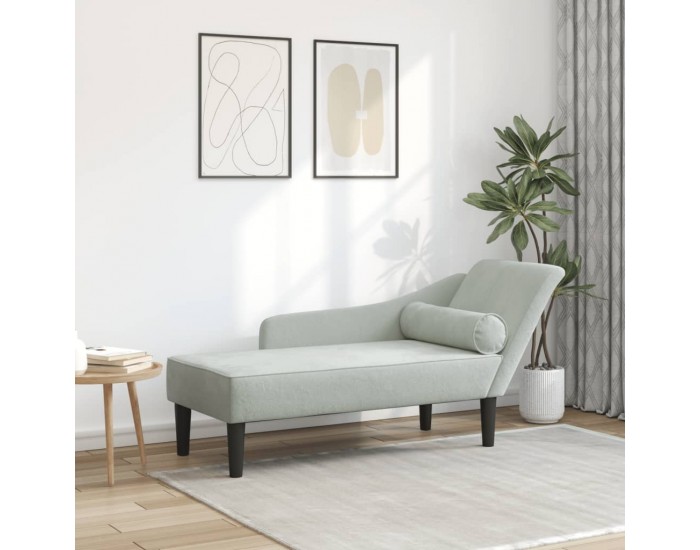 Sonata H Кушетка с възглавници, светлосива, кадифе