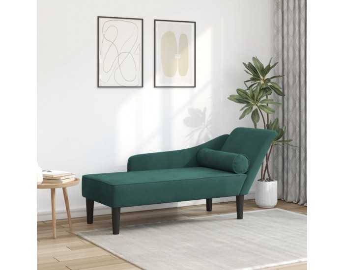Sonata H Кушетка с възглавници, тъмнозелена, кадифе