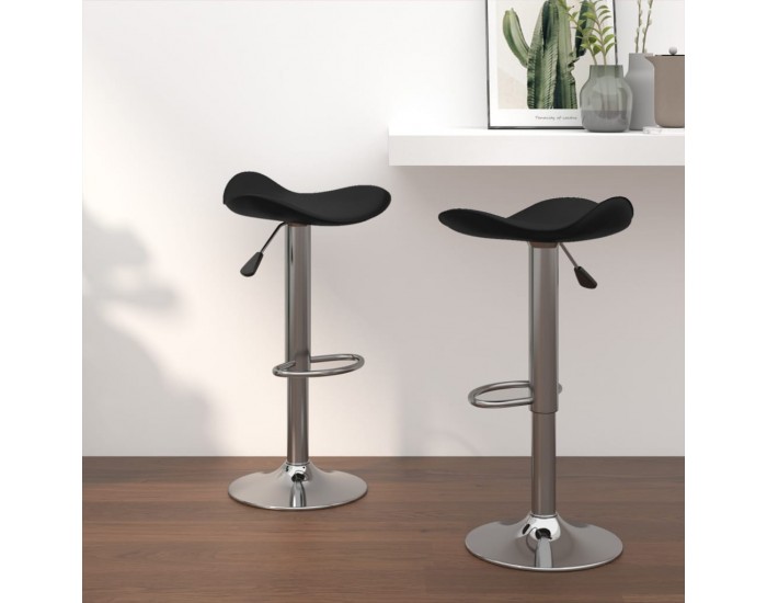 Sonata H Бар табуретки 2 бр черни хромирана стомана и изкуствена кожа