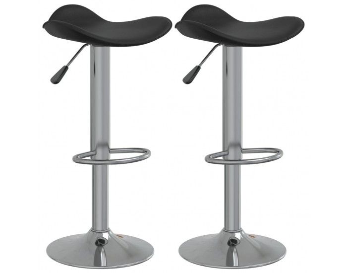 Sonata H Бар табуретки 2 бр черни хромирана стомана и изкуствена кожа
