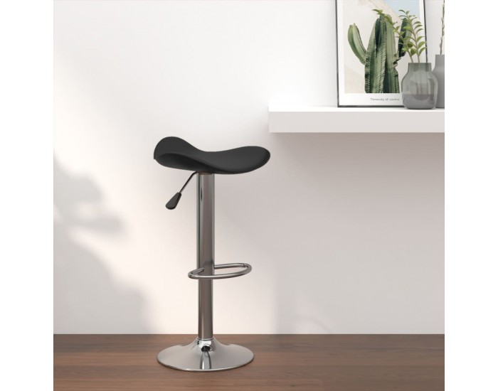 Sonata H Бар табуретка, черна, хромирана стомана и изкуствена кожа