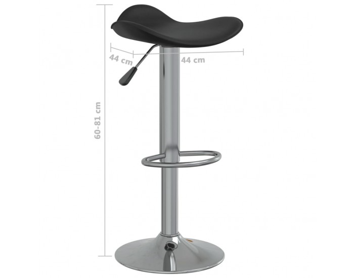 Sonata H Бар табуретка, черна, хромирана стомана и изкуствена кожа